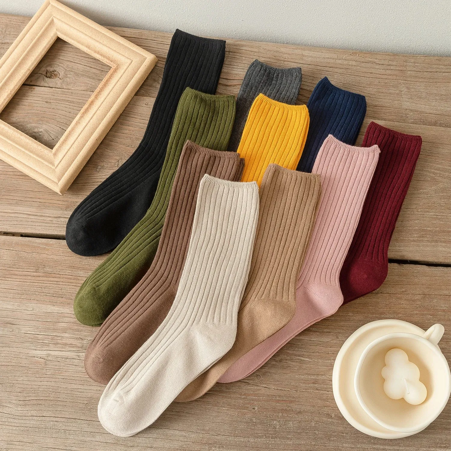 10 Pack Retro Ribbed Socks