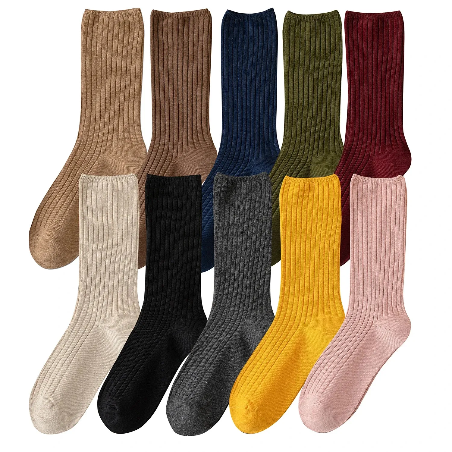 10 Pack Retro Ribbed Socks