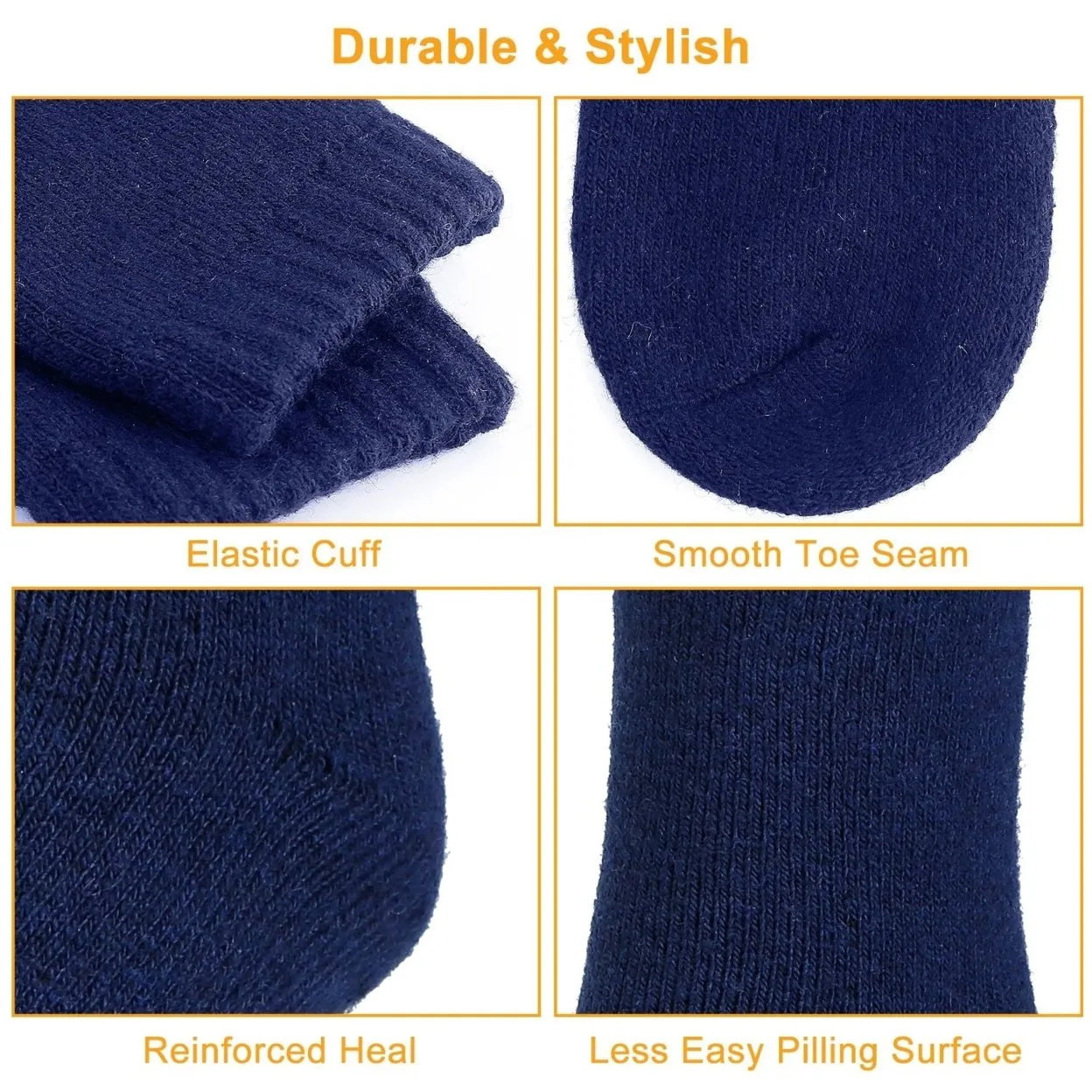 3 Pairs Mens Thermal Wool Socks Thick Moisture Wicking Winter Cozy Fleece