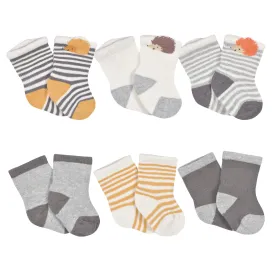 6-Pack Baby Boys Hedgehog Wiggle Proof® Socks