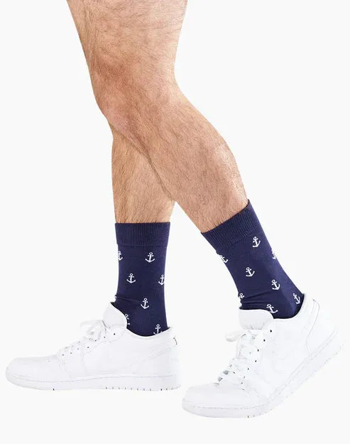 Anchor | Navy | Men's Bamboo Socks