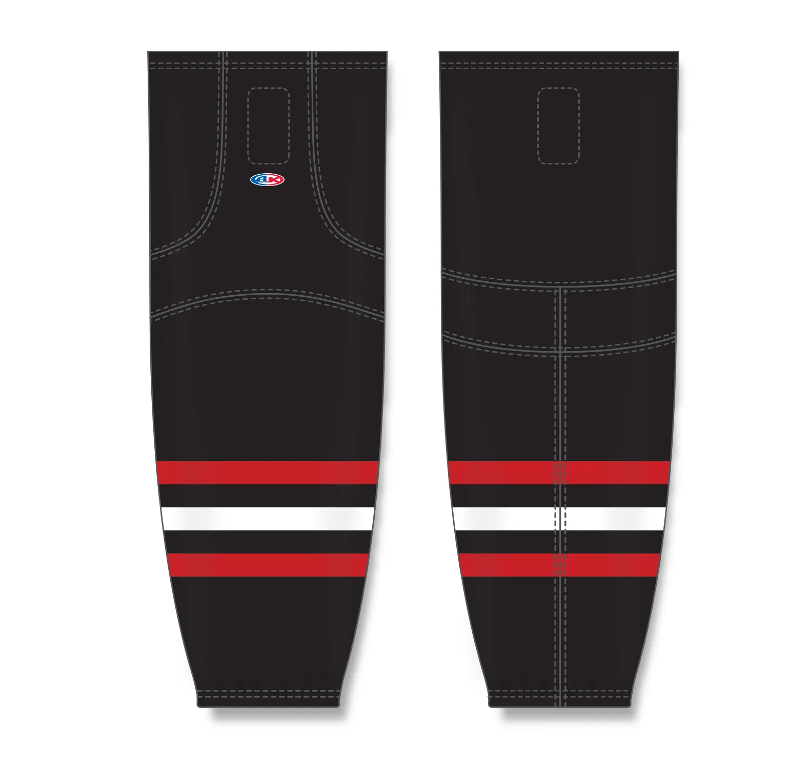 Athletic Knit (AK) HS2100-614 New Chicago Blackhawks Third Black Mesh Ice Hockey Socks