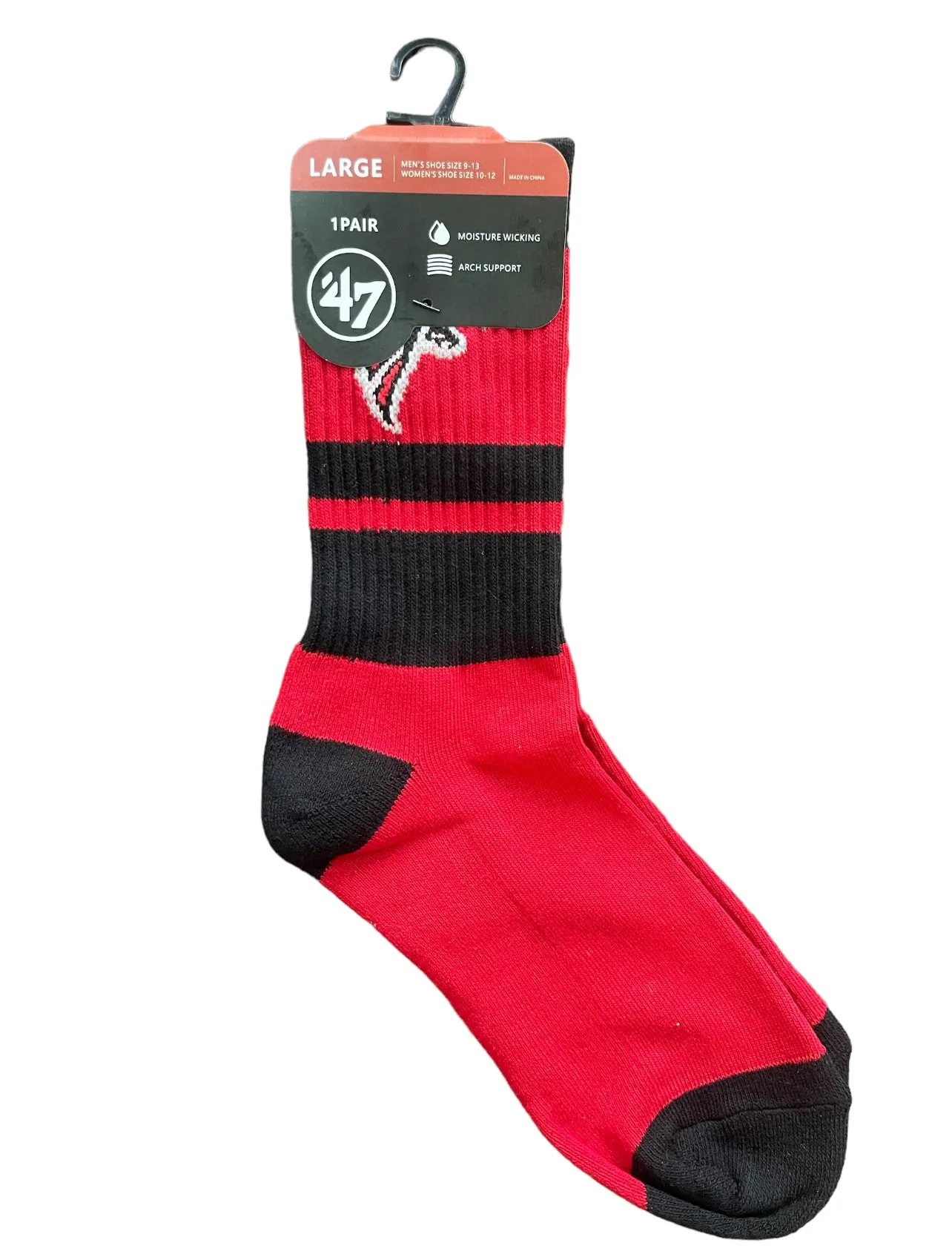 Atlanta Pro Football Socks Adult Team Logo and Colors Large Crew Sport Socks Footwear for Men and Women Game Day Apparel