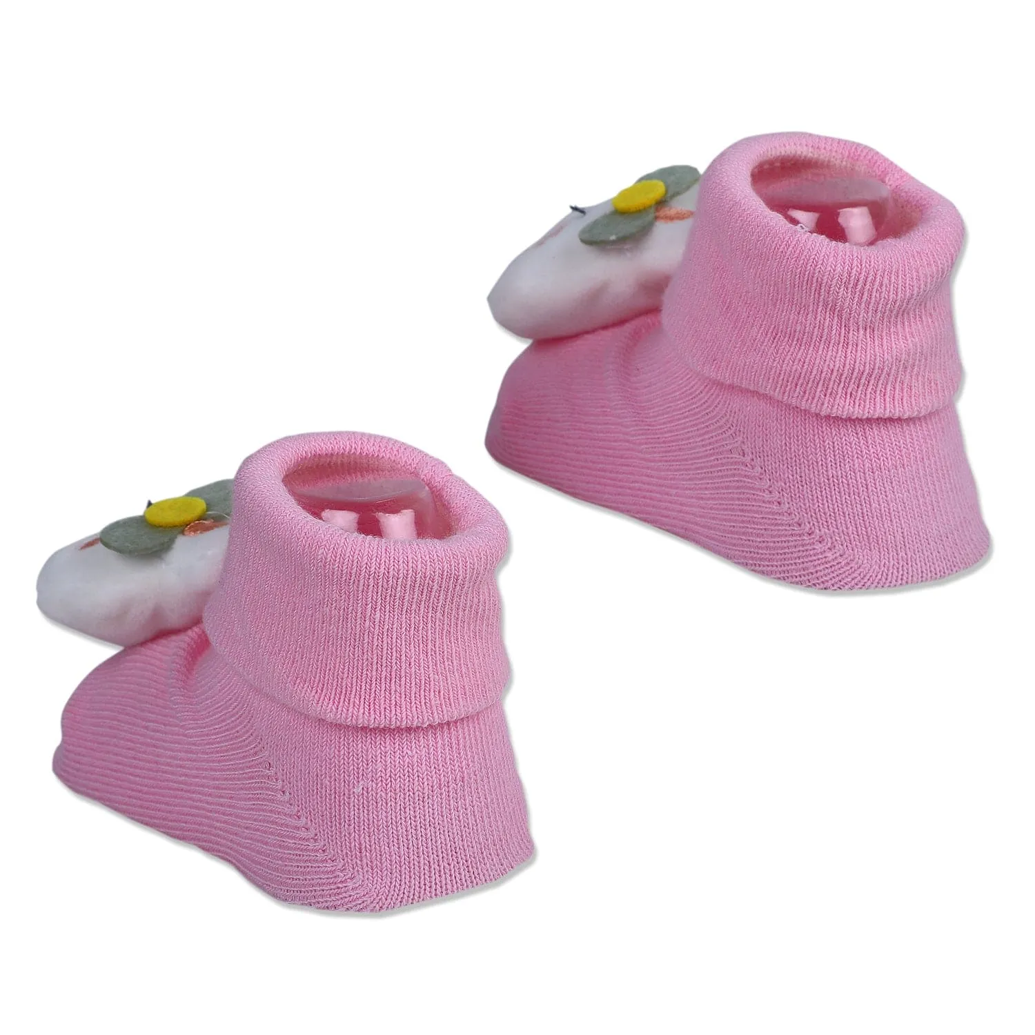 Baby Moo Hello Bunny Cotton Anti-Skid 3D Socks - Pink