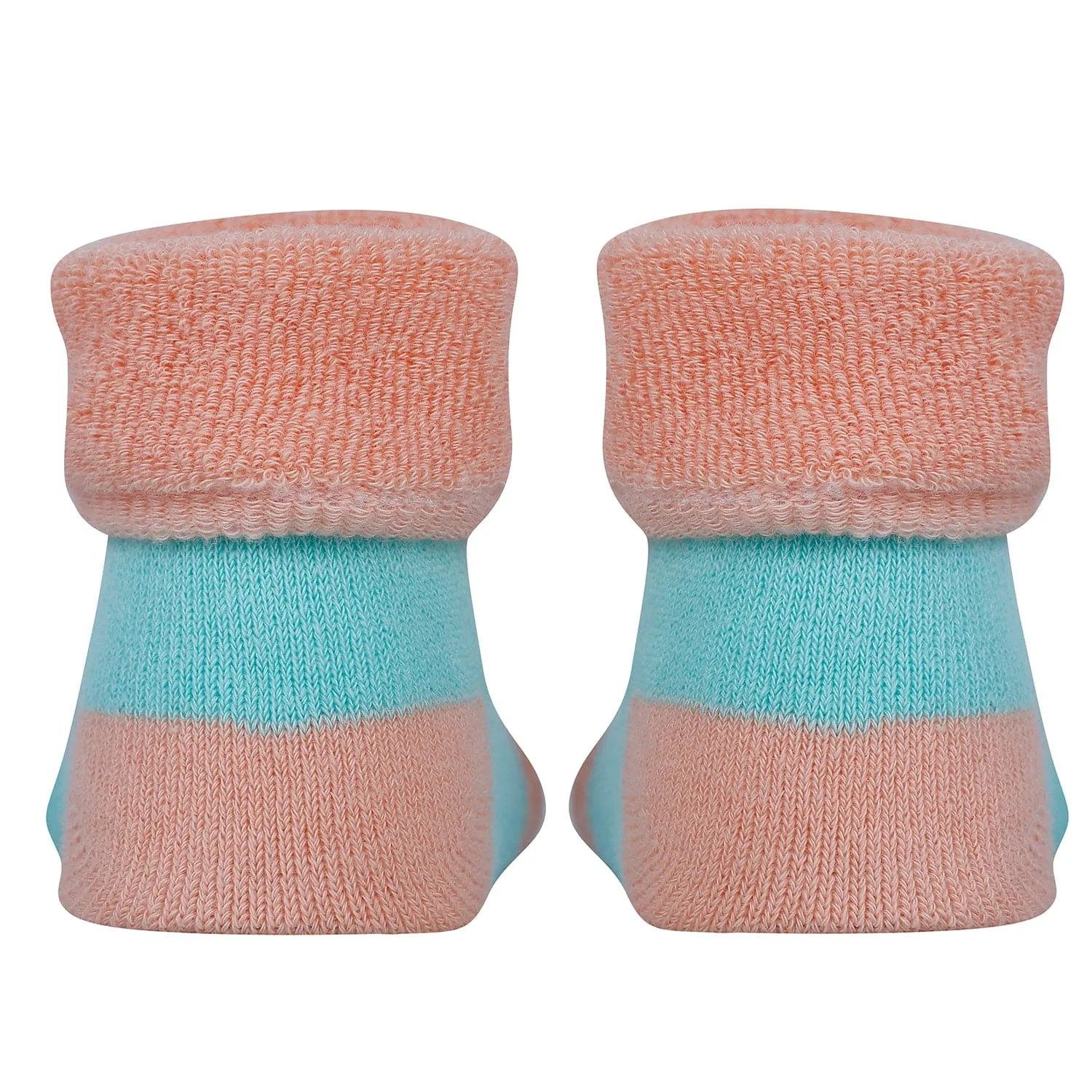 Baby Moo Kitty And Rabbit 3D Rattle Anti-Skid Socks Booties Pack of 2 - Pink, Orange