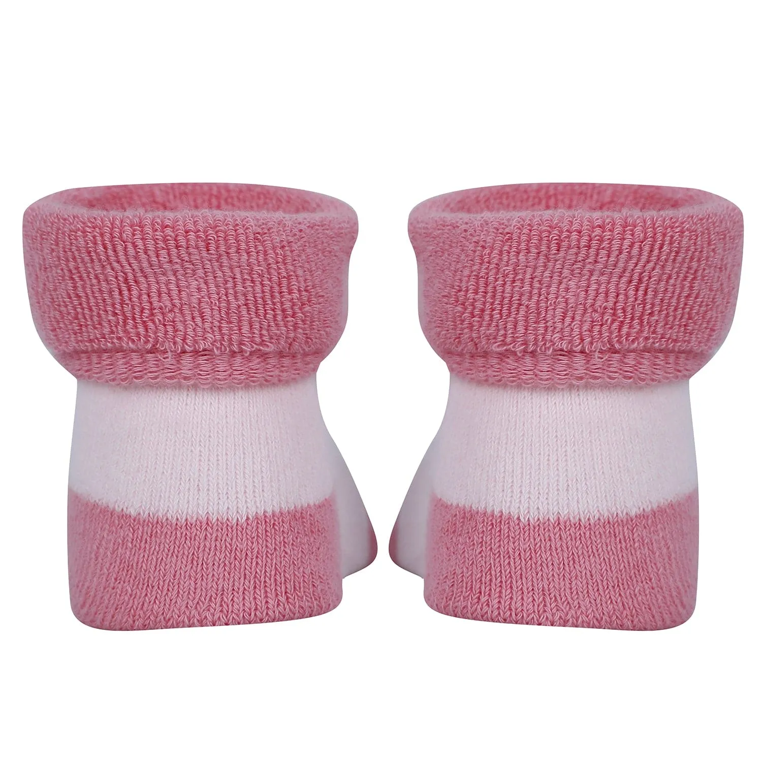 Baby Moo Kitty And Rabbit 3D Rattle Anti-Skid Socks Booties Pack of 2 - Pink, Orange