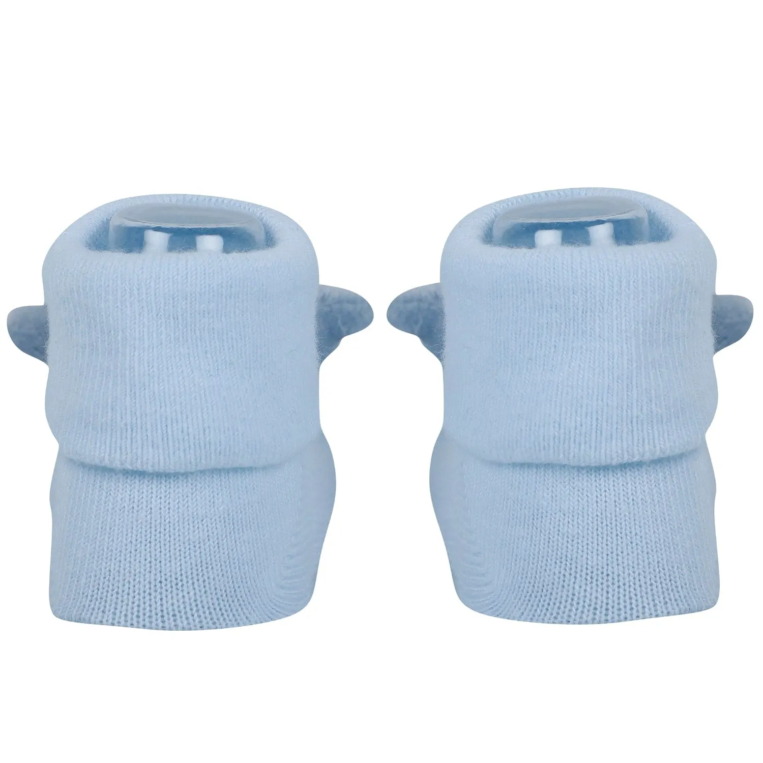 Baby Moo Shark And Panda 3D Rattle Anti-Skid Socks Booties Pack of 2 - Blue, Beige