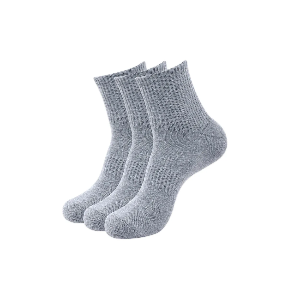 Balenzia Men's Full Cushioned Terry/Towel Ankle Sports Socks, Gym Socks- Grey (Pack of 3 Pairs/1U)