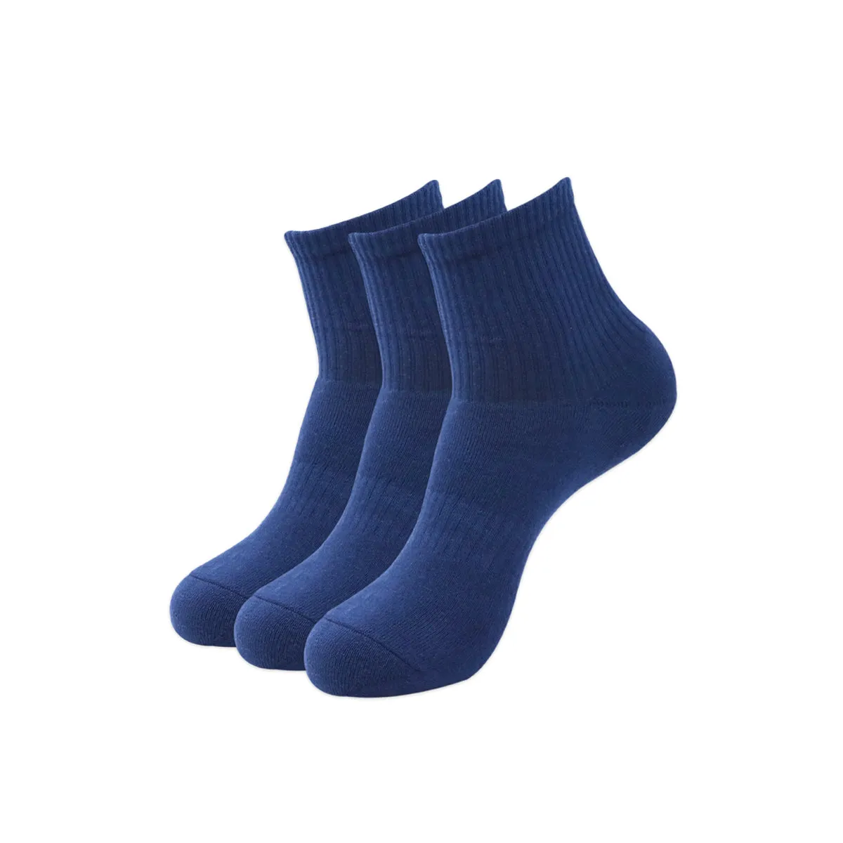 Balenzia Men's Full Cushioned Terry/Towel Ankle Sports Socks, Gym Socks- Navy (Pack of 3/1U)