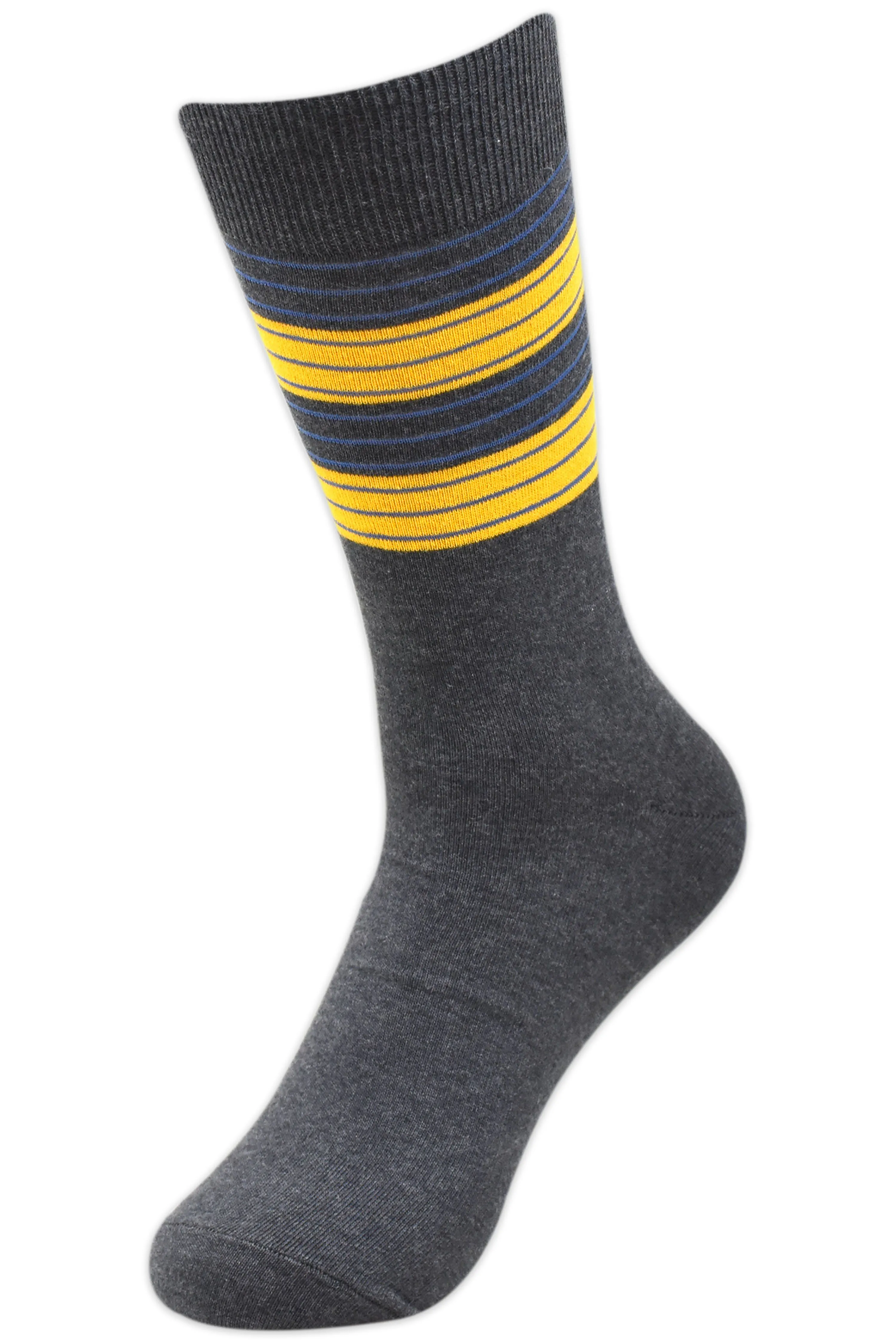 Balenzia Men's Striped Cotton Crew Socks-3 Pair/1U Pack