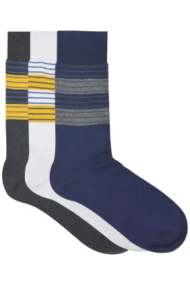 Balenzia Men's Striped Cotton Crew Socks-3 Pair/1U Pack