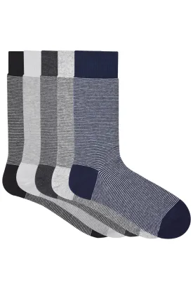 Balenzia Men's Striped Crew Socks-(Pack of 5 Pairs/1U)