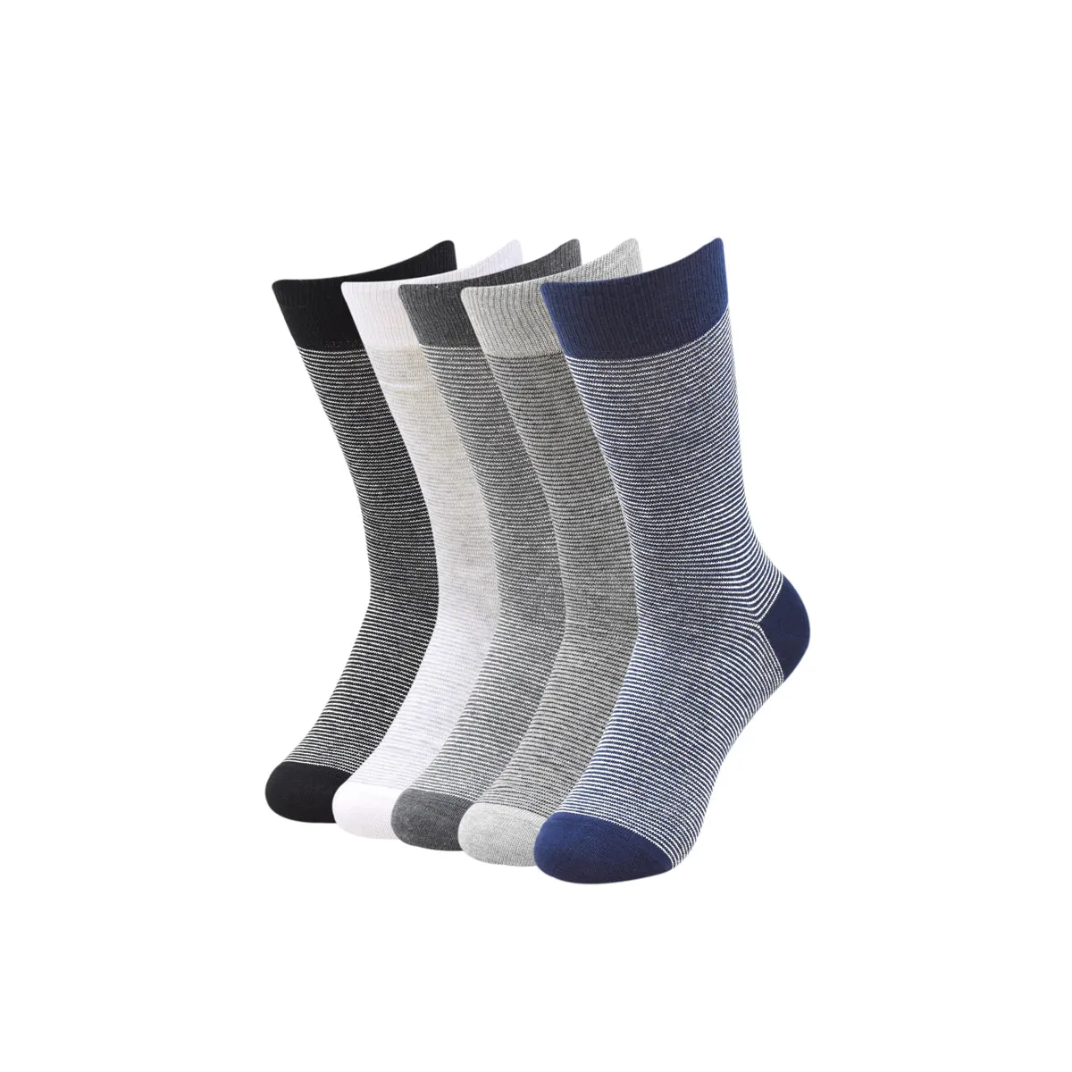 Balenzia Men's Striped Crew Socks-(Pack of 5 Pairs/1U)