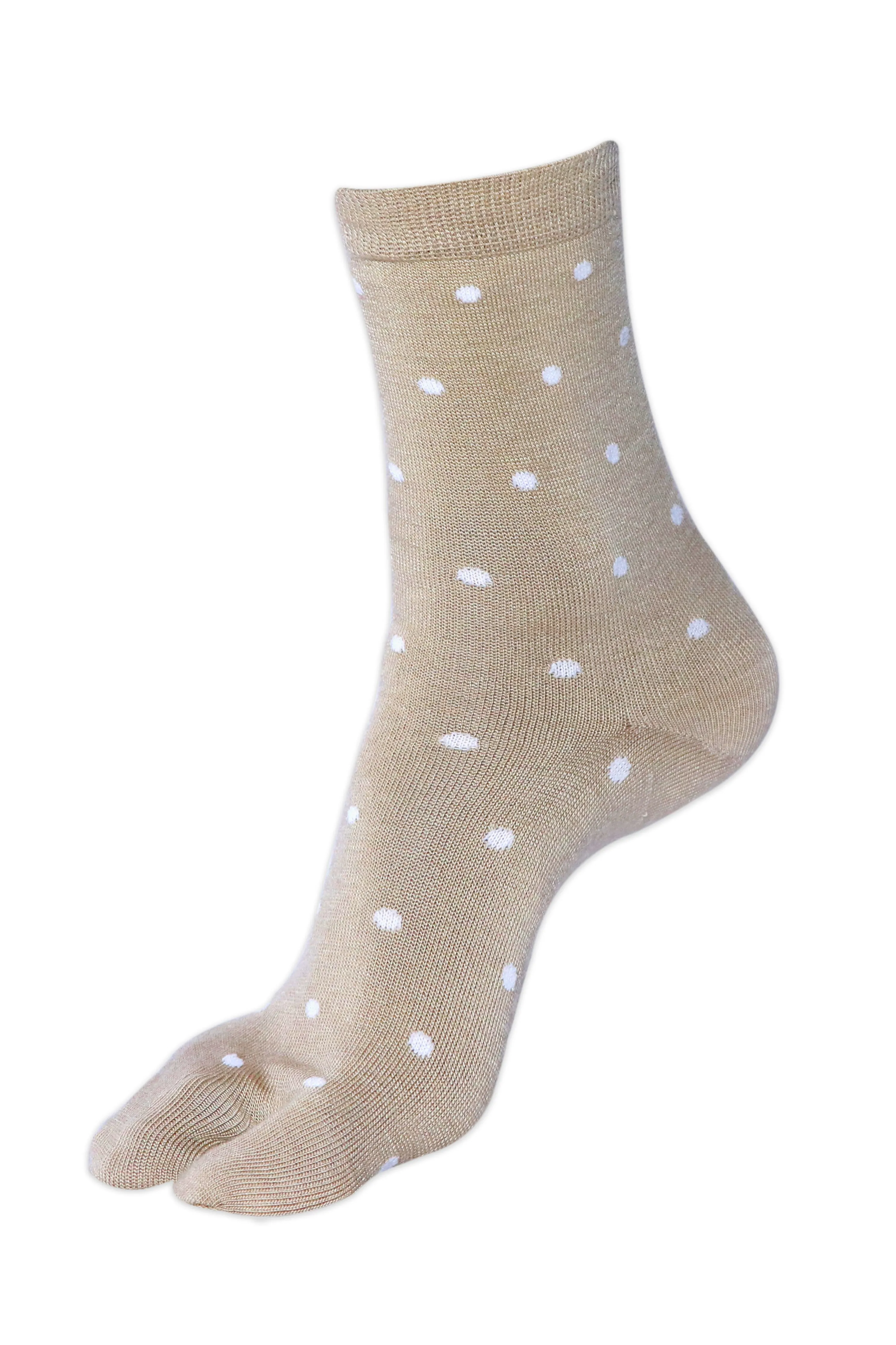 Balenzia Women's Polka Patterned Woolen Toe Socks- Black-L.grey-Beige (Pack of 3 Pairs/1U)