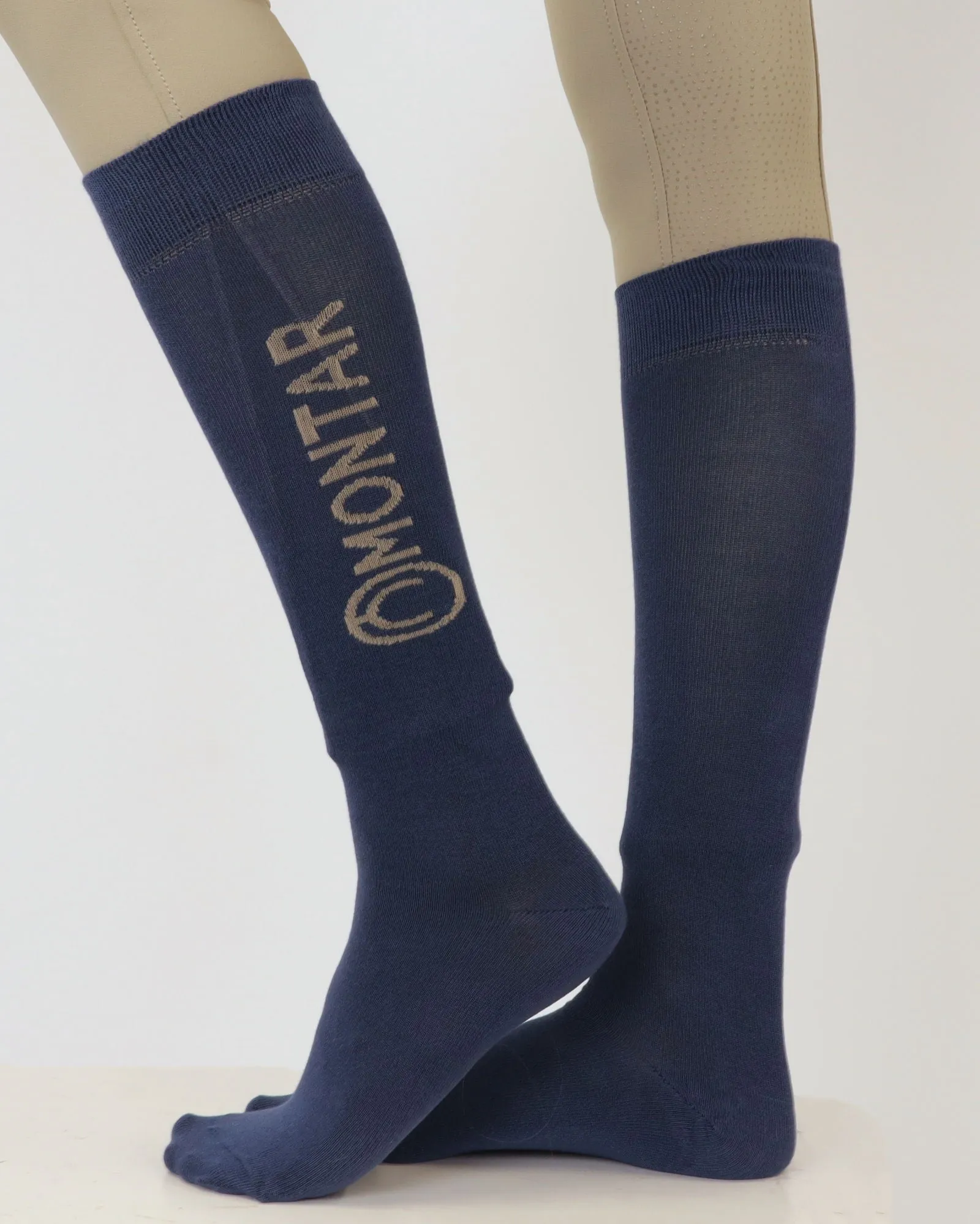 Bamboo Knee-High Socks w. Logo - Dove Blue