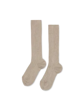 Basic Rib Knee High Socks - Nougat