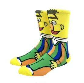 Bert Cartoon Socks, Fun Novelty Mens Crew Character Socks Blue