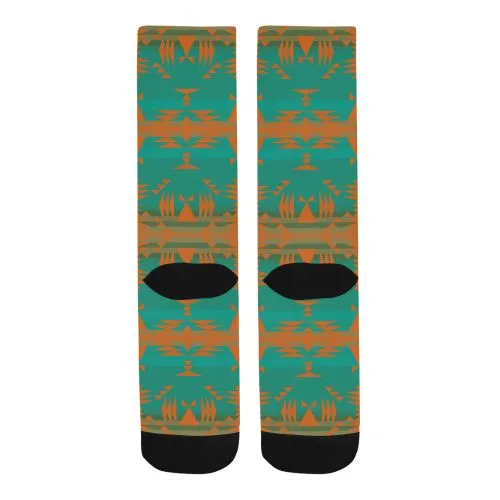 Between the Mountains Deep Lake Orange Trouser Socks