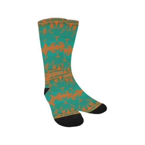 Between the Mountains Deep Lake Orange Trouser Socks