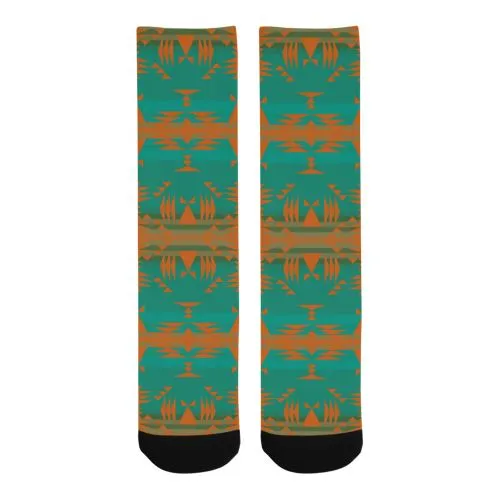 Between the Mountains Deep Lake Orange Trouser Socks