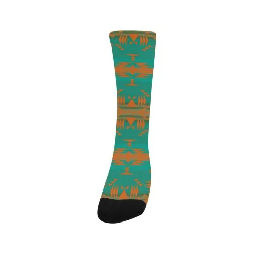 Between the Mountains Deep Lake Orange Trouser Socks