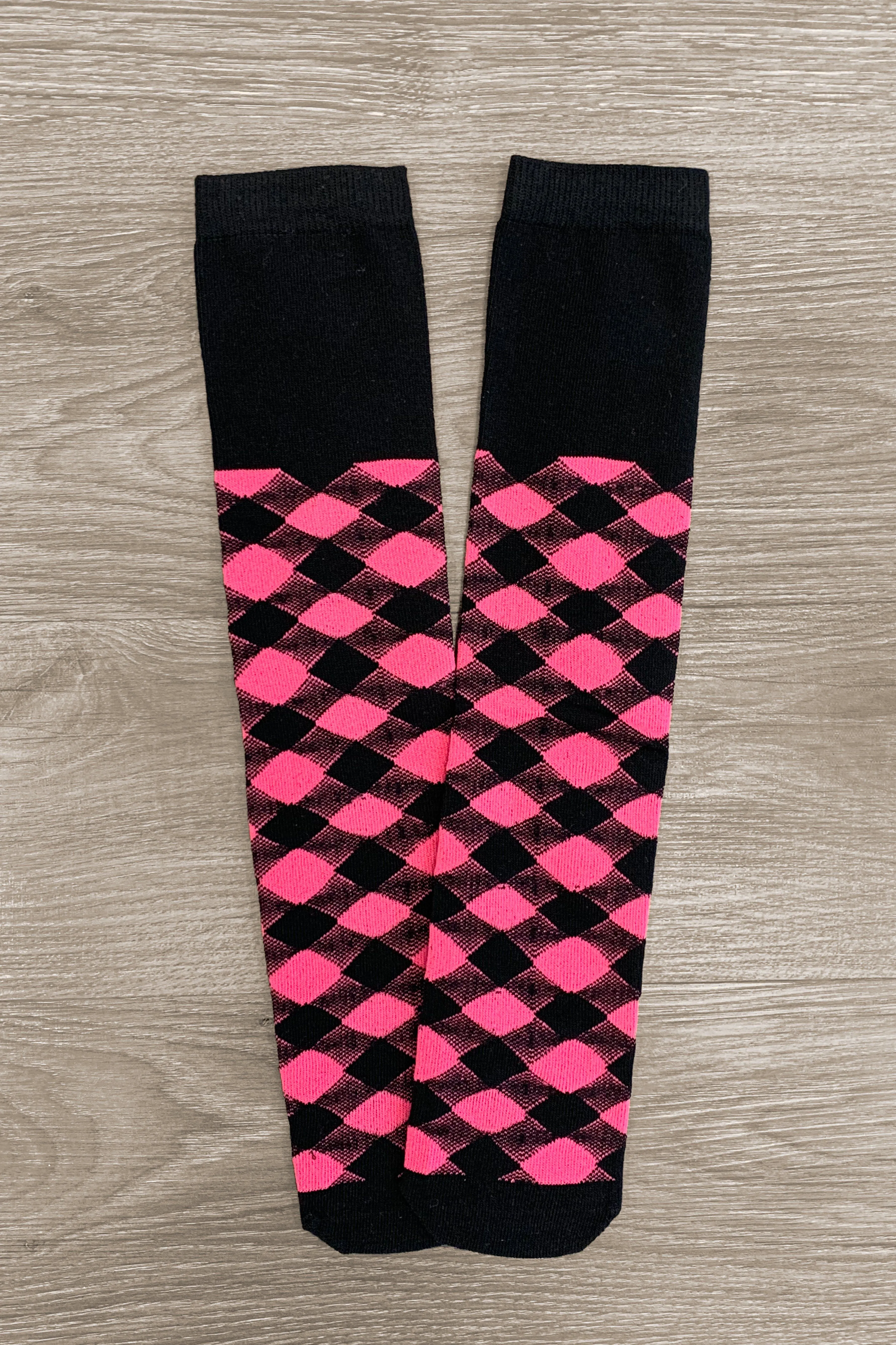 Black & Pink Plaid Socks