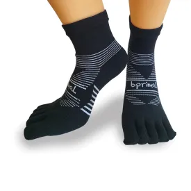 Bprimal Performance Five-Toe Socks - Regular Weight - Mini-Crew - Black