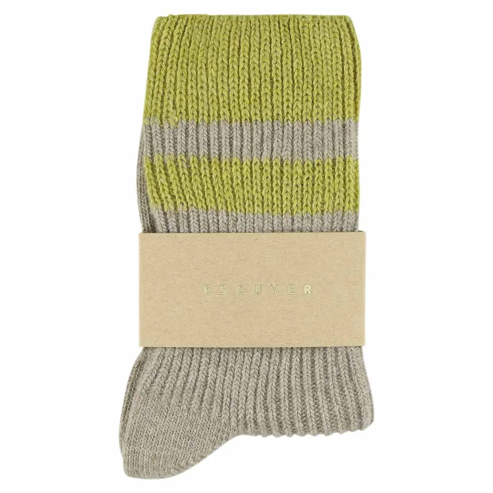 Cashmere Stripes Socks Women - Beige / Green