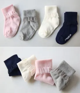 Chiffon frill Ankle Socks (Grey/Navy/White/Pink)