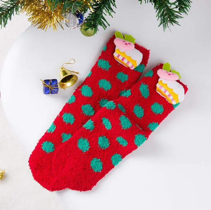 Christmas Tree Fuzzy Plush Socks