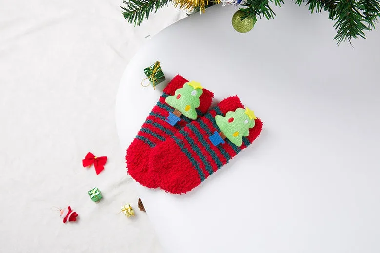 Christmas Tree Fuzzy Plush Socks