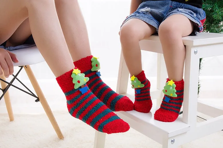 Christmas Tree Fuzzy Plush Socks