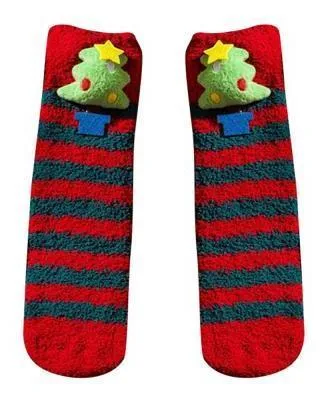 Christmas Tree Fuzzy Plush Socks