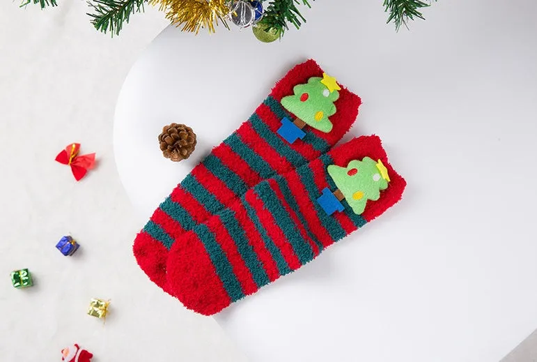 Christmas Tree Fuzzy Plush Socks