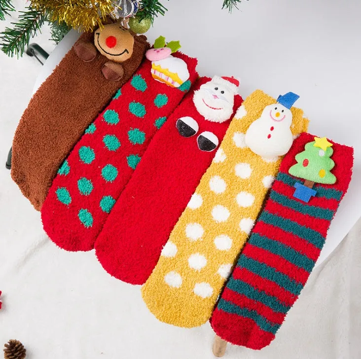 Christmas Tree Fuzzy Plush Socks