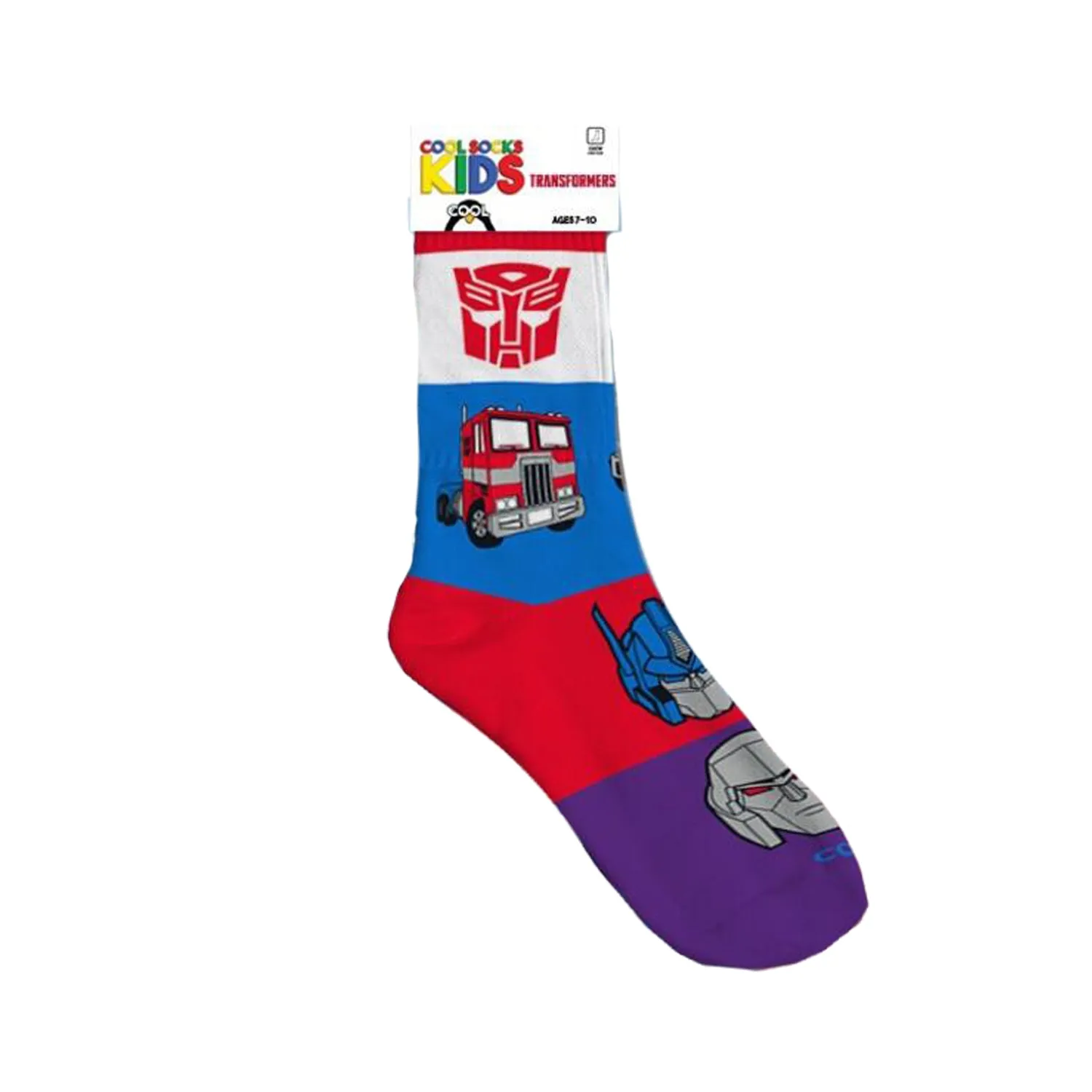 Cool Socks Kids Crew Socks - Prime Vs Megatron (Transformers)-(7-10 Years Old)