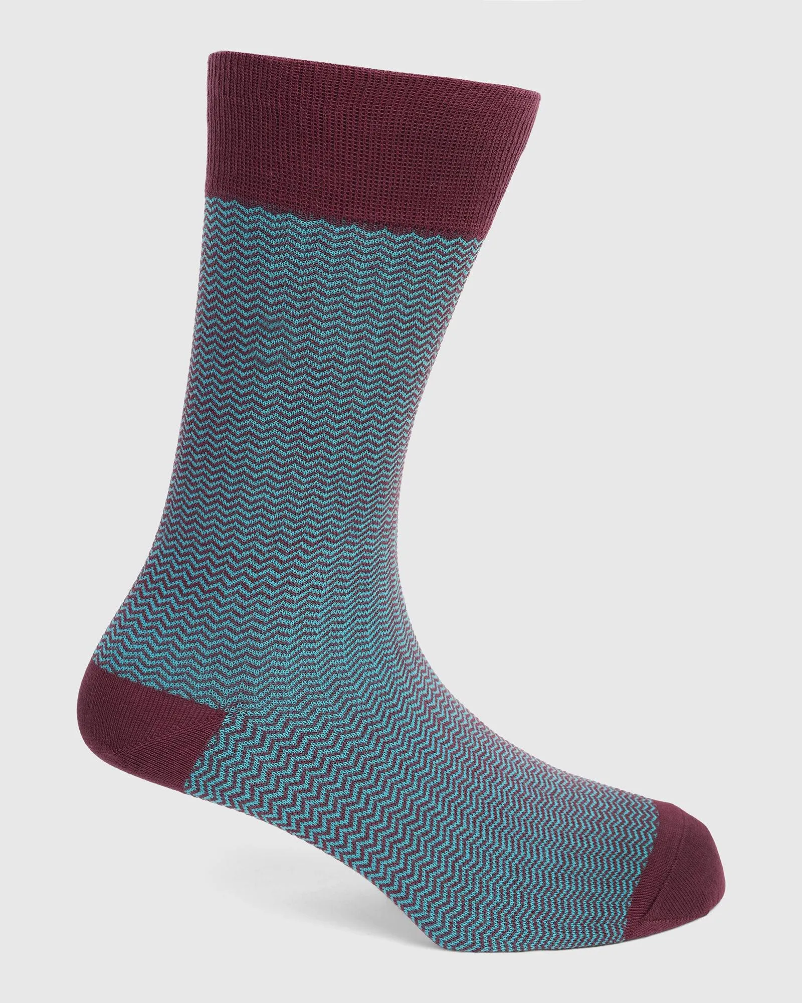 Cotton Dark Wine Printed Socks - Tusken