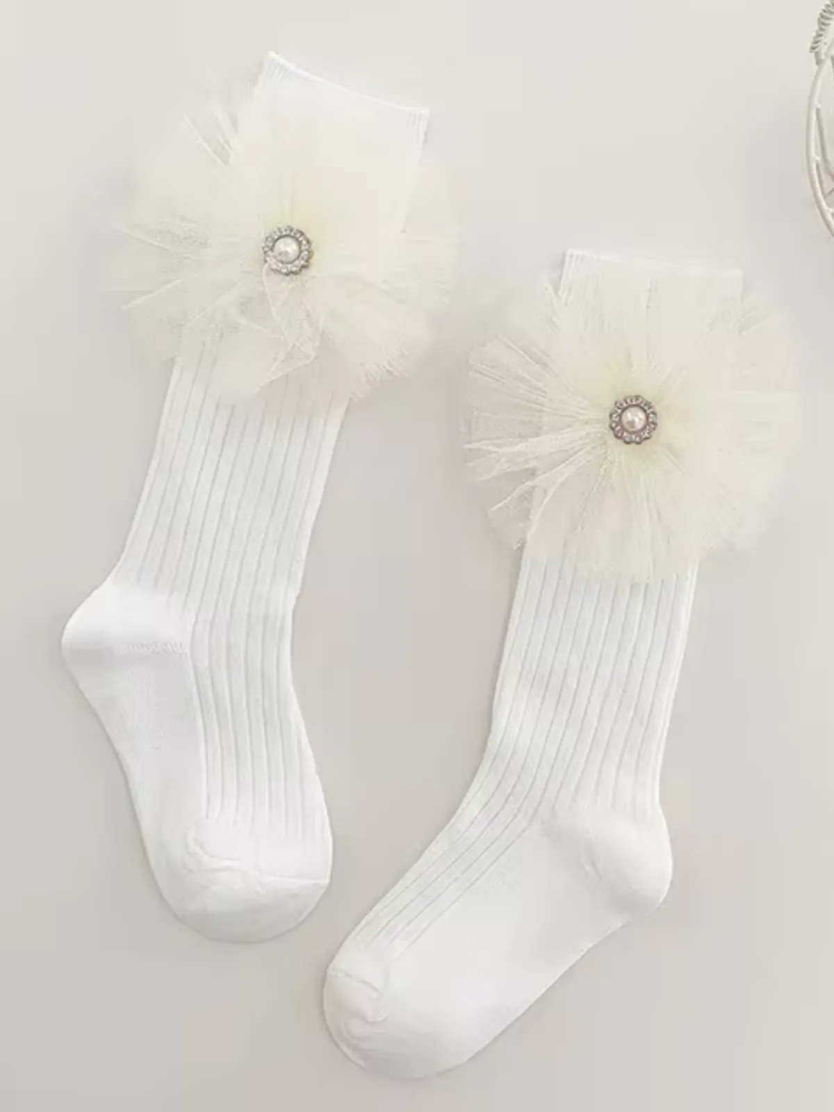 Elegant Pearl & Big Bowknot Princess Socks