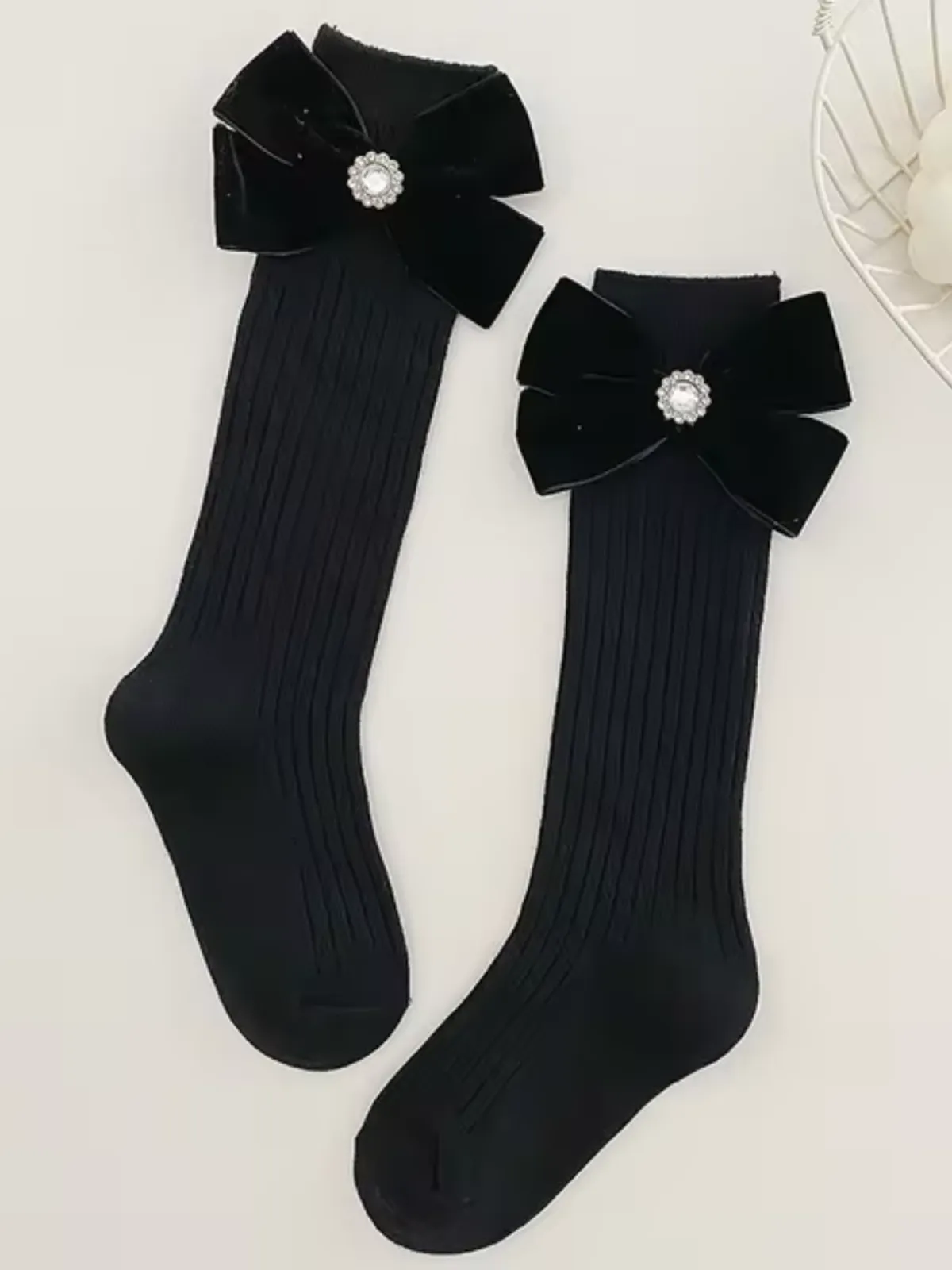 Elegant Pearl & Big Bowknot Princess Socks