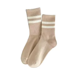 FLOOF Striped Crew Sock in Khaki