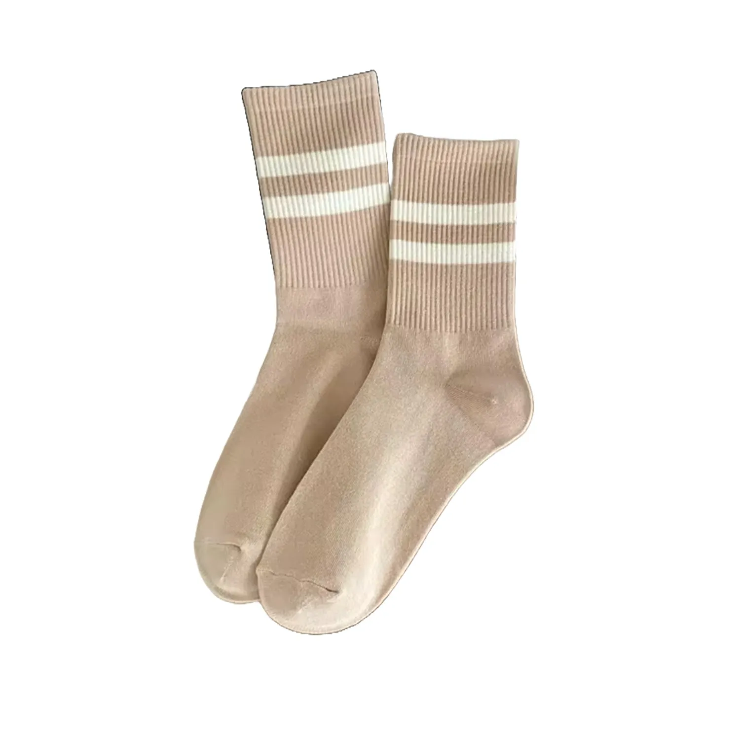 FLOOF Striped Crew Sock in Khaki