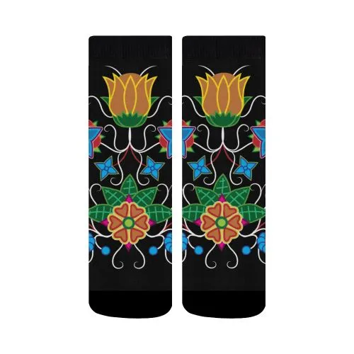 Floral Beadwork-02 Crew Socks