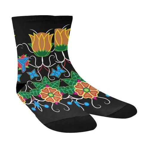 Floral Beadwork-02 Crew Socks