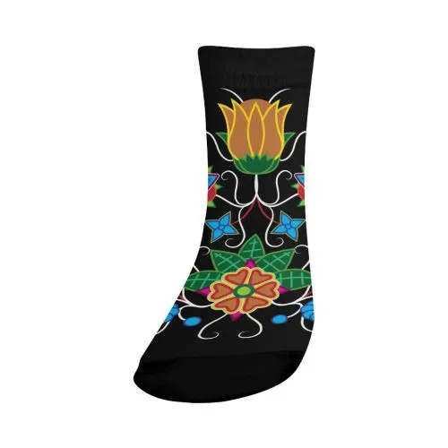 Floral Beadwork-02 Crew Socks