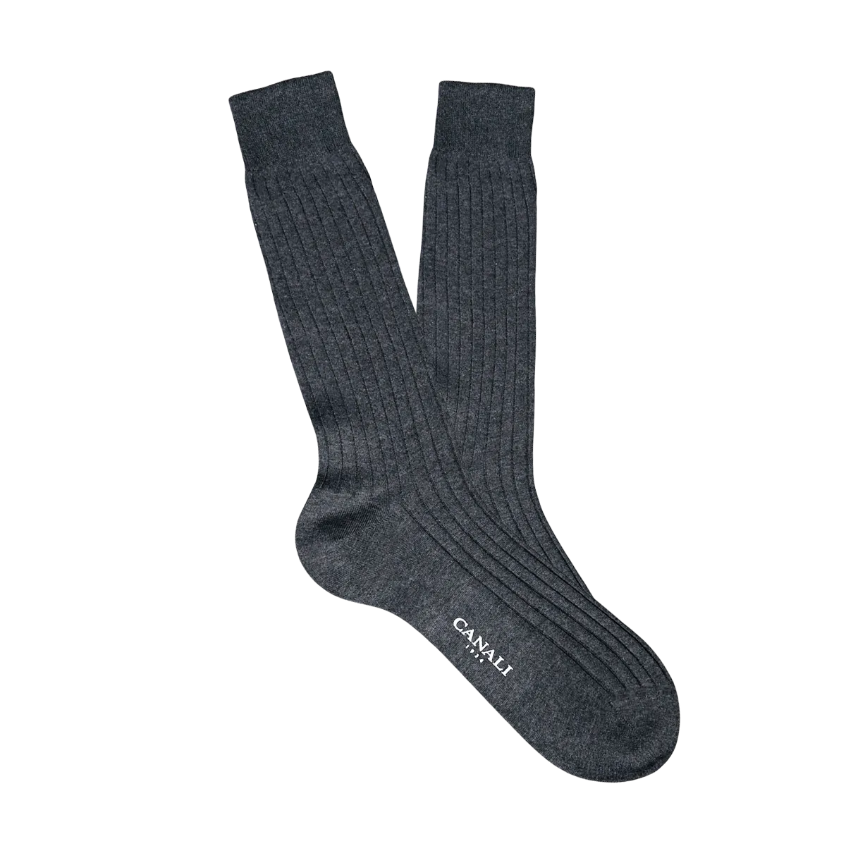 Grey Ribbed Cotton Socks