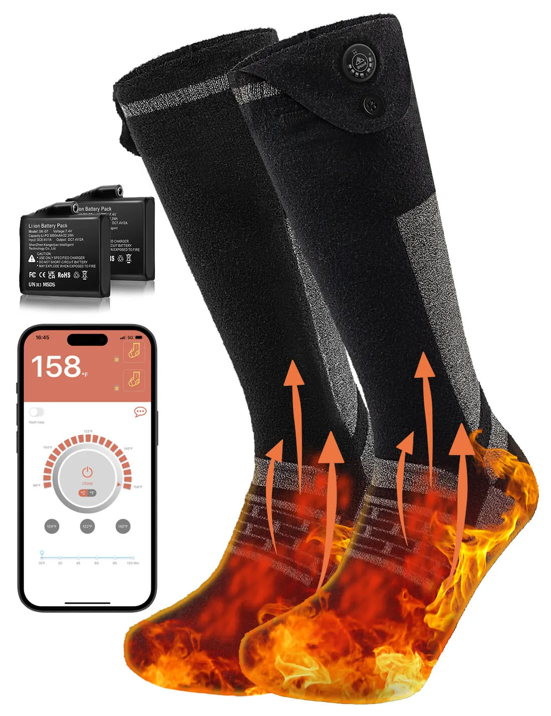 Heated Socks for Men and Women With APP Control 7.4V 3000mAh Battery