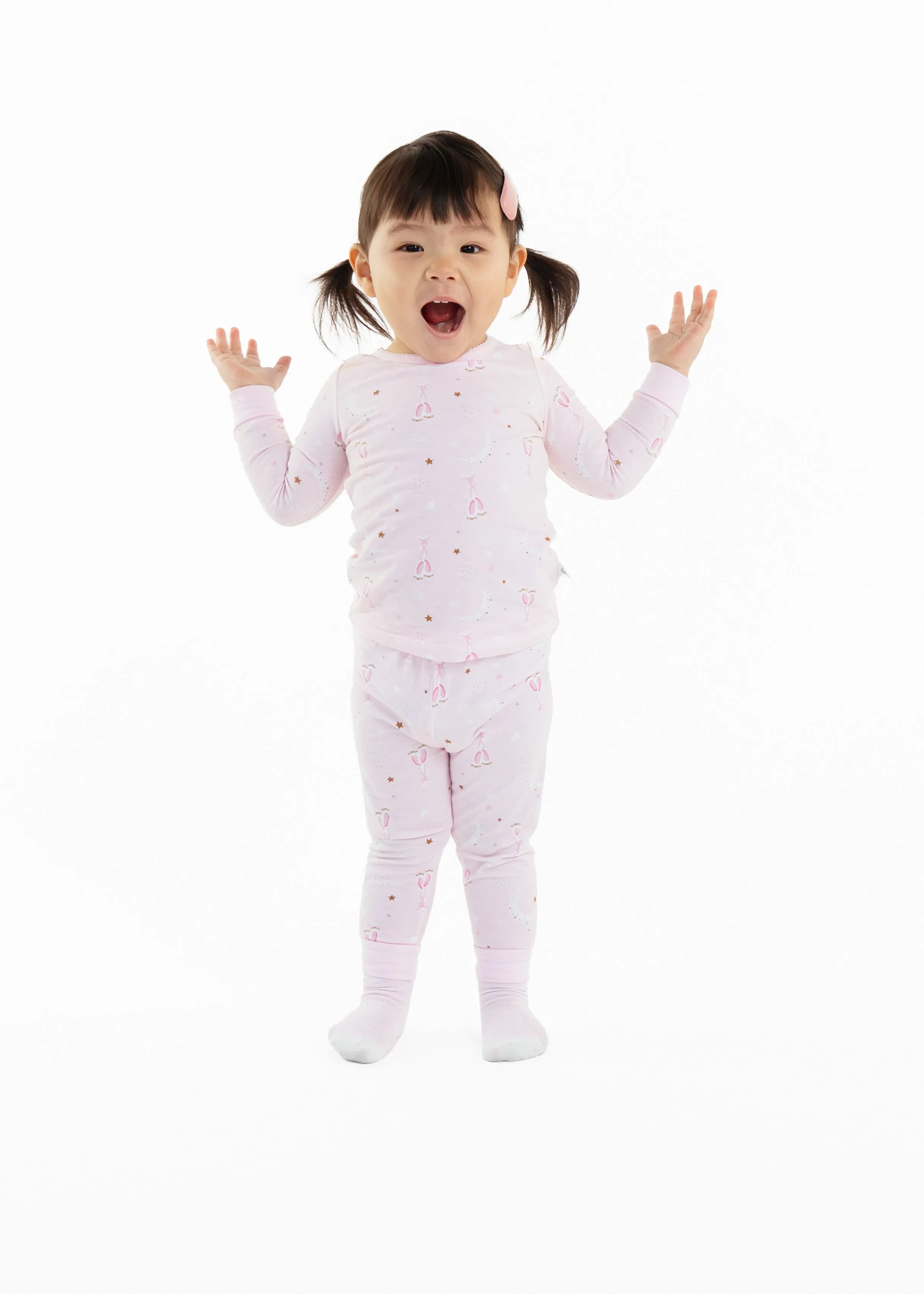 Infant/Toddler Girls Ballerina Dreams Snug Fit 2-Piece Pajama Sleep Set With Matching Socks