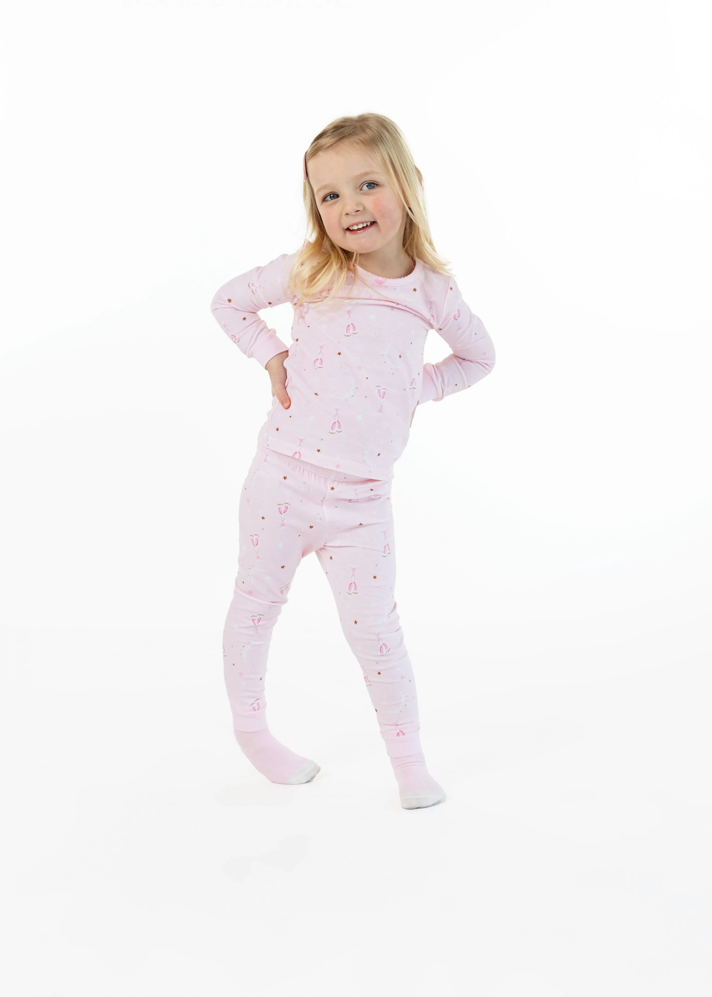 Infant/Toddler Girls Ballerina Dreams Snug Fit 2-Piece Pajama Sleep Set With Matching Socks