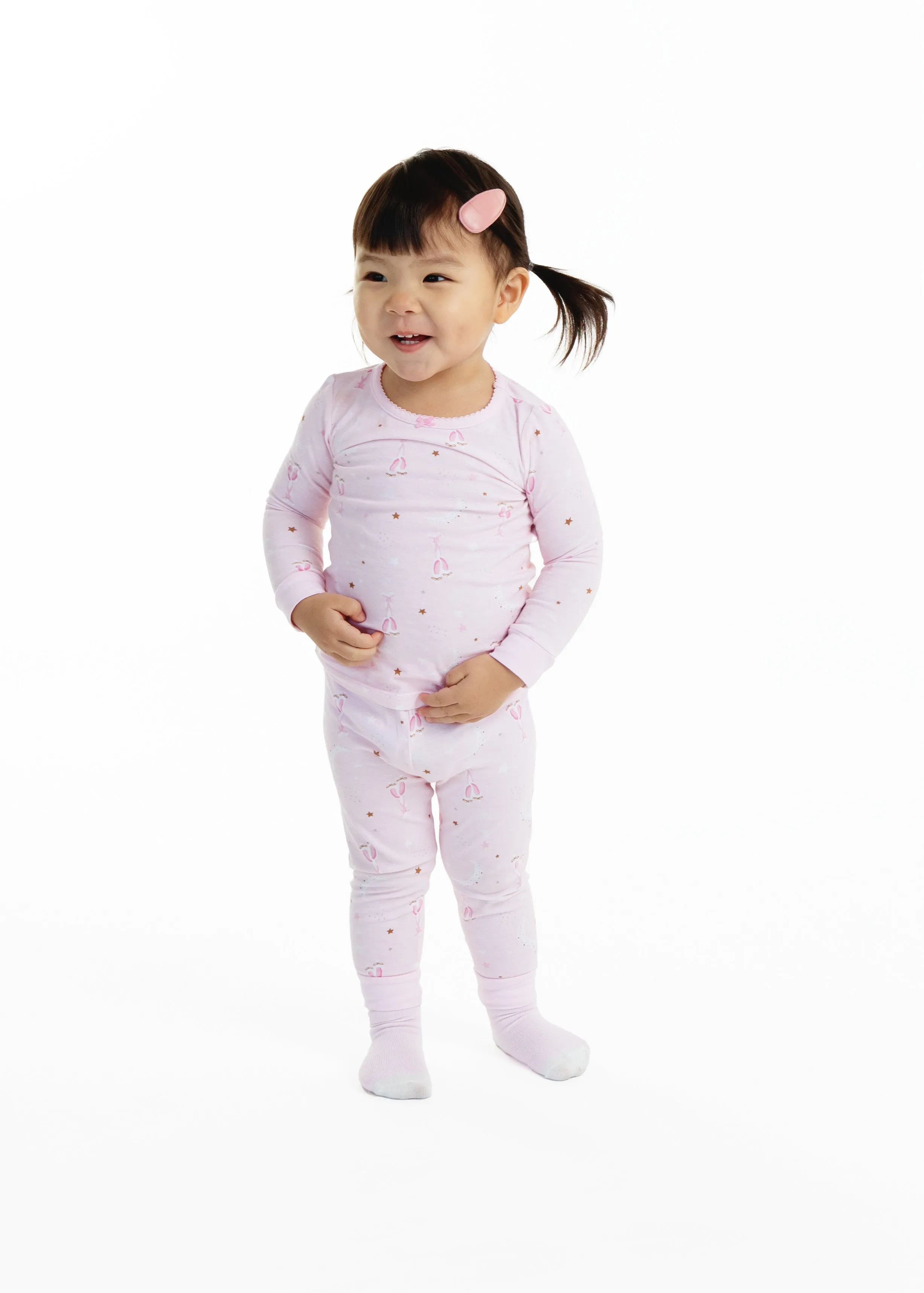 Infant/Toddler Girls Ballerina Dreams Snug Fit 2-Piece Pajama Sleep Set With Matching Socks