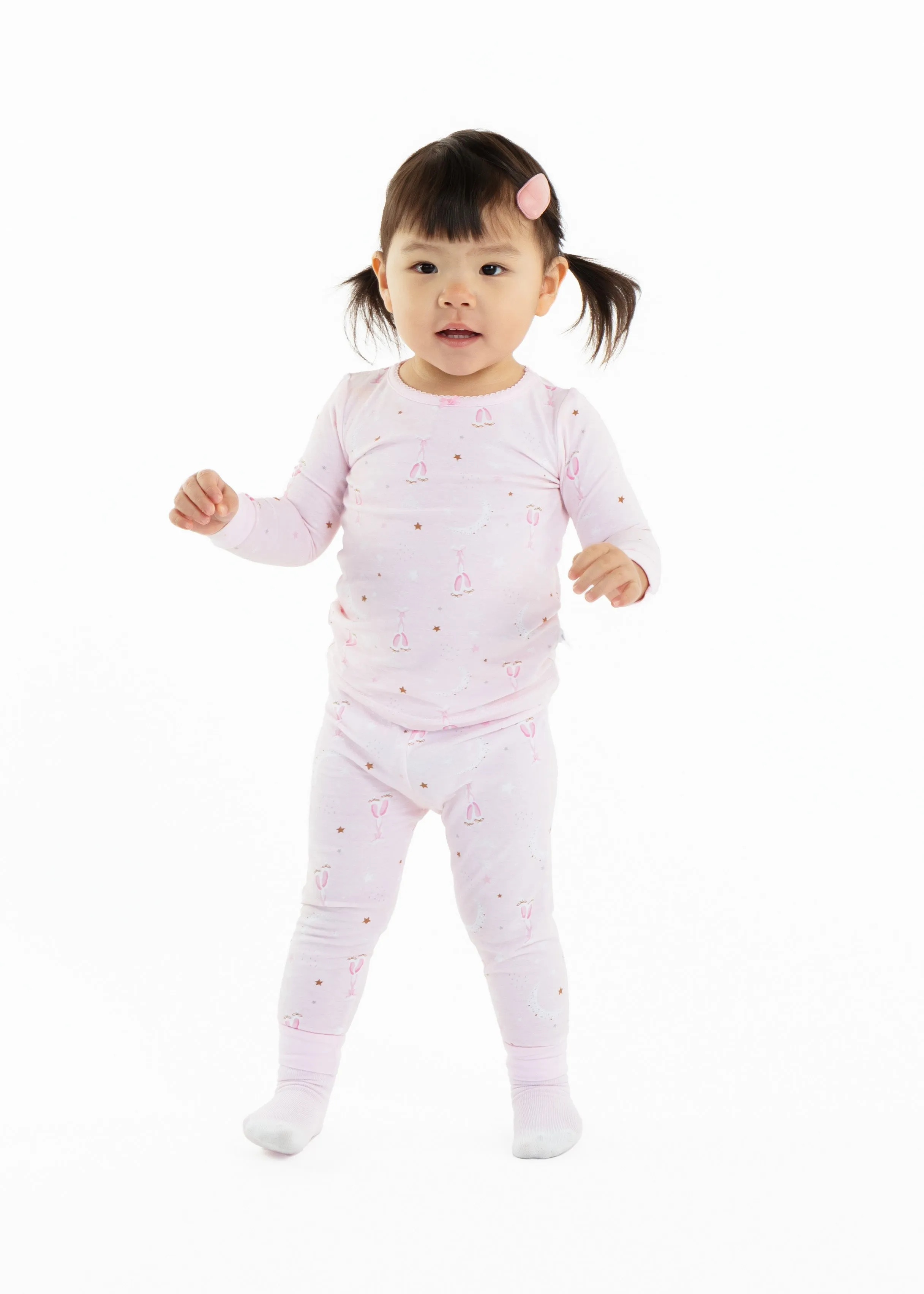 Infant/Toddler Girls Ballerina Dreams Snug Fit 2-Piece Pajama Sleep Set With Matching Socks